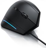 CSL Verticale muis, bedrade, ergonomische USB-muis met voor- en achteruitknop, schakelaar voor resoluties tot 1200 dpi, geschikt voor laptop en PC, zwart