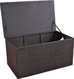 Merkloos Opbergbox XXL - Waterdicht - Met deksel - Zwart - Rattan - 120x68x63cm