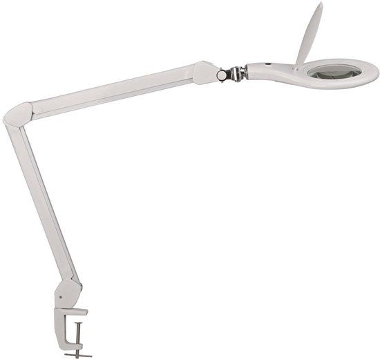 MAUL MAULmakro LED Loeplamp - H50 cm - Wit - metaal|kunststof - Bureaulamp met Tafelklem