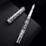 Omgoods - Hongdian D1 Piston Fountain Pen - Plume extra fine avec squelette creux et boîte en bois