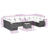 vidaXL 10-delige Loungeset met Kussens, Poly Rattan, Beige