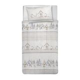 PENSIERI DELICATI Eenpersoons beddengoedset 100% katoen, compleet met dekbedovertrek 155 x 200 cm en 1 kussensloop 52 x 82 cm, gemaakt in Italië, machinewasbaar op 40 °C, motief: uilen, beige