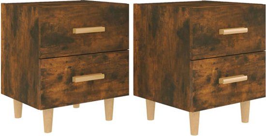 vidaXL Nachtkastjes - Set van 2 - Gerookt Eiken - 40x35x47,5 cm
