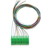 Elfcam - Glasvezelpigtail, kleurgecodeerd, 12 vezels, LC/APC, monomode, Simplex 9/125um OS2, 0,9 mm, 1 meter (12 stuks, kleur)