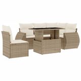 vidaXL Loungeset met Kussens, Poly Rattan, Beige