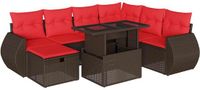 vidaXL 8-delige tuinbankset met kussens, bruin, polyrotan