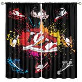 Jongens sport gordijnen sneaker schoenen esthetische koele kleurrijke graffiti slaapkamer raamgordijnen voor tiener kinderen bedrukt woonkamer raambekleding stof 2 panelen 1060 x 111 cm decor