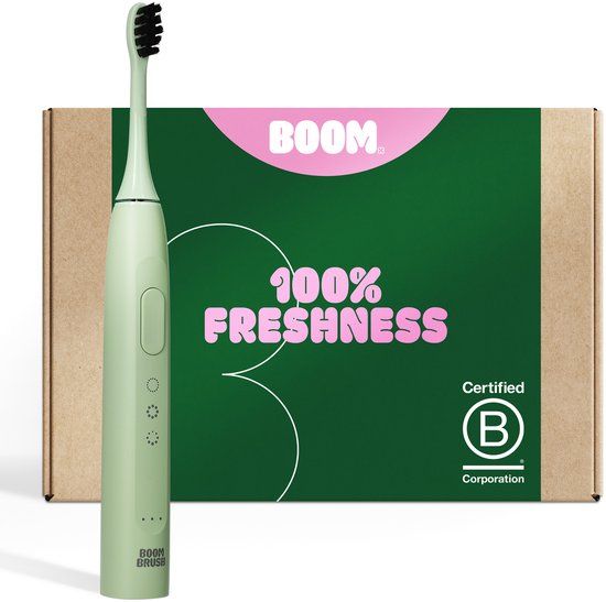 BOOMBRUSH The Wave Elektrische Tandenborstel - Groen - Sonisch - 360 Dagen Batterij - Medium