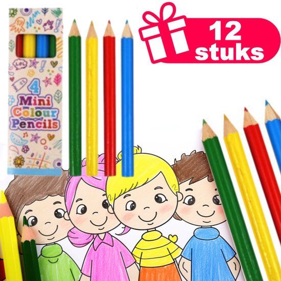 Fun Stationery Henbrandt - 12 STUKS 4-DELIGE Kleurpotloodjes Set
