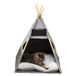 Avilia Indianentent voor honden en katten, met kussen van hout en vilt, grote en comfortabele plaats, 44 x 42 x 45/68 cm, gezellig design in grijs en bruin