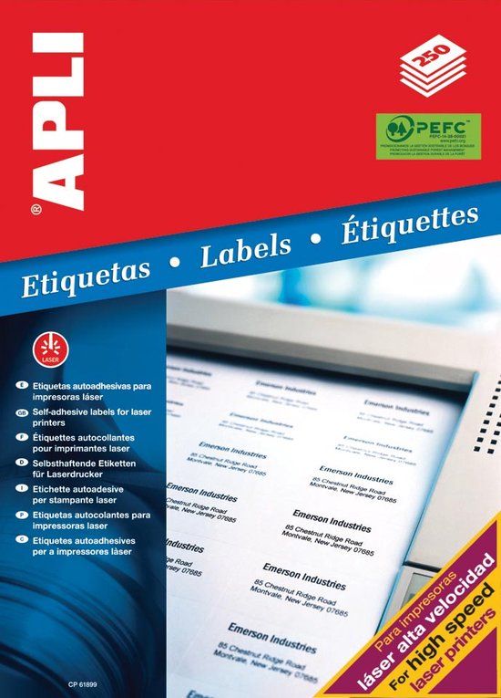 Apli witte etiketten formaat 97 x 67,7 mm (b x h) 2.000 stuks 8 per blad (2523)