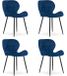LEOBERT Set van 4 eetkamerstoelen MANGO – Donkerblauw fluweel – Zwarte poten – Modern design