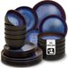 tectake® Serviesset Mare - 24-delig - Aardewerk met Glanzend Glazuur - 6 Persoons - Blauw/Bruin
