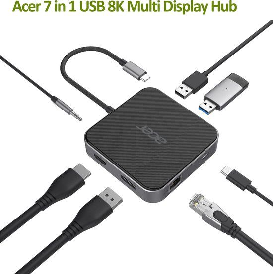 Acer 7-in-1 USB 4 Dongle - Zwart/Zilver