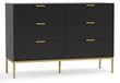 Icecat commode avec 6 tiroirs, 120 cm, noir, MDF, 120x40x81 cm