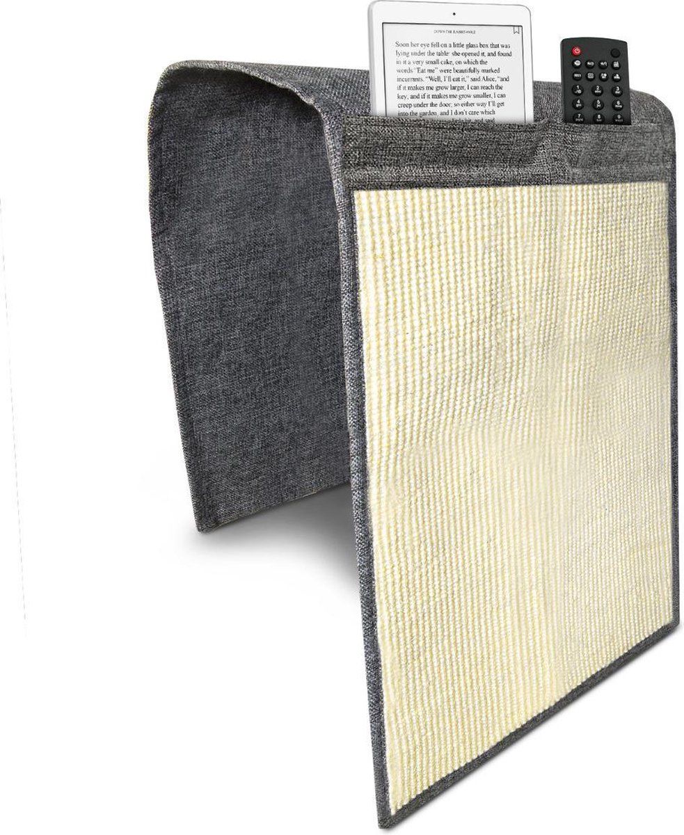 Navaris krabmat voor katten 2x - Krabmat voor aan bank - Met opbergvak - Krabtapijt voor kat - Bankbescherming - 130 x 45 cm - Donkergrijs/wit