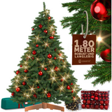 Casaria Kerstboom – Kerstballen 100 Stuk Rood 40m Lichtsnoer – Warm Wit