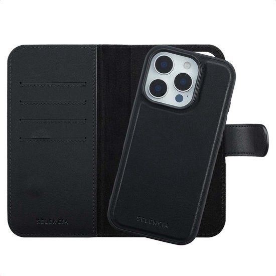Selencia Hoesje - Geschikt voor Apple iPhone 16 Pro - Olyn Uitneembare Bookcase geschikt voor MagSafe - Zwart
