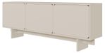 Meuble TV, 150 cm de large, avec 3 portes, système push-to-open, de couleur gris-beige