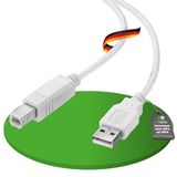 conecto USB 2.0 kabel/printerkabel, USB A-stekker naar USB B-stekker, 480 Mbit/s, wit, 3,00 m