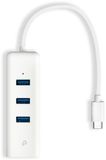 TP-Link UE330C USB-C Hub met Gigabit LAN-adapter, 3 USB-A 3.0-poorten, USB-C naar Ethernet netwerkadapter, compatibel met laptop, MacBook, Chromebook, Linux-laptop, Nintendo-apparaten en iPad