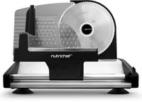 Nutrichef Vleessnijmachine - 200W - Automatische Vlees- en Broodsnijder - Dikte Vestelbaar 0-15mm - Zwart/Zilver