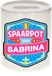 Bellatio Decorations Kinder spaarpot met naam - Sabrina - keramiek - met dop - wit