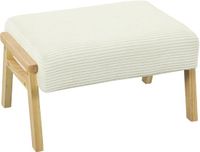 HOMCOM Voetenkrukje Polyester, rubberhout 70L x 46B x 40H cm Crèmewit
