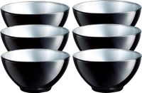 Luminarc Billiet - Vanlaere Doosje met 6x stuks luxe stijlvolle flashy keuken/dessert/serveer diepe schaaltjes 50 CL zwart/zilver
