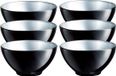 Luminarc Billiet - Vanlaere Doosje met 6x stuks luxe stijlvolle flashy keuken/dessert/serveer diepe schaaltjes 50 CL zwart/zilver