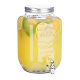 Relaxdays drankdispenser 8 liter, tapkraan, van glas, waterdispener voor tuinfeestjes, vintage limonadetap, transparant
