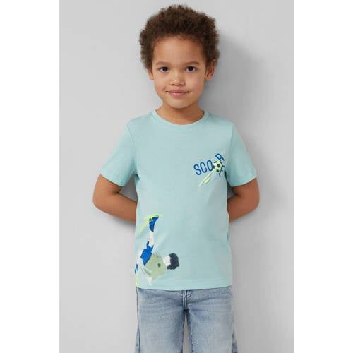 s.Oliver T-shirt lichtblauw Jongens Katoen Ronde hals Printopdruk - maat 128/134