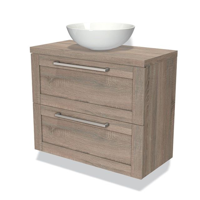 Maxaro Badkamermeubel Modulo Plato Slim Eiken 80cm 2 Lades