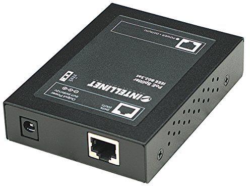 INTELLINET 1-Port Power over Ethernet - PoE+ splitter met selecteerbaar uitgangsvermogen (5/7.5/9/12V DC), LED-display, ventilatorvrij en stil - zwart, 28