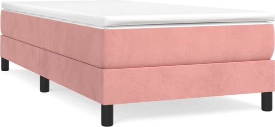 vidaXL Boxspring met Matras - Fluweel - Roze - 90x190 cm