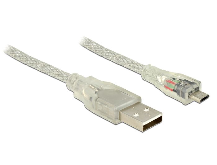 DeLOCK USB 2.0 Kabel - A naar Micro-B - 1.5m - Transparant