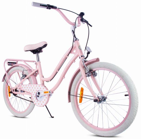 Sun Baby Heart Bike Fiets voor een meisje van 6 tot 10 jaar, 20 inch Silver Moon Roze, kinderfiets in hoogte verstelbaar