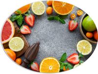 Merkloos / Sans marque PVC Schuimplaat Ovaal - Fruit Cirkel - 68x51 cm - Foto op Forex