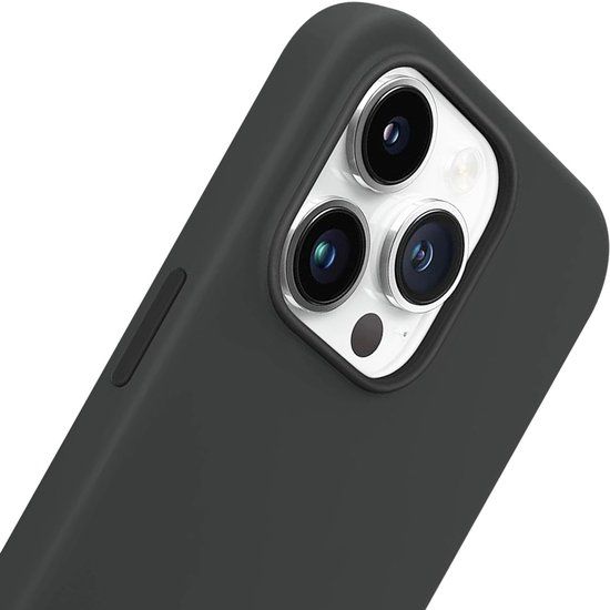 Jaym, Siliconen MagSafe Hoesje met Microvezel voor Apple iPhone 14 Pro Max - Zwart