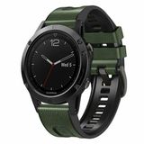 By Qubix - Geschikt voor Garmin bandje - 22mm Quickfit - leer + siliconen bandje - Groen - Geschikt voor Garmin Tactix 8 - 47mm