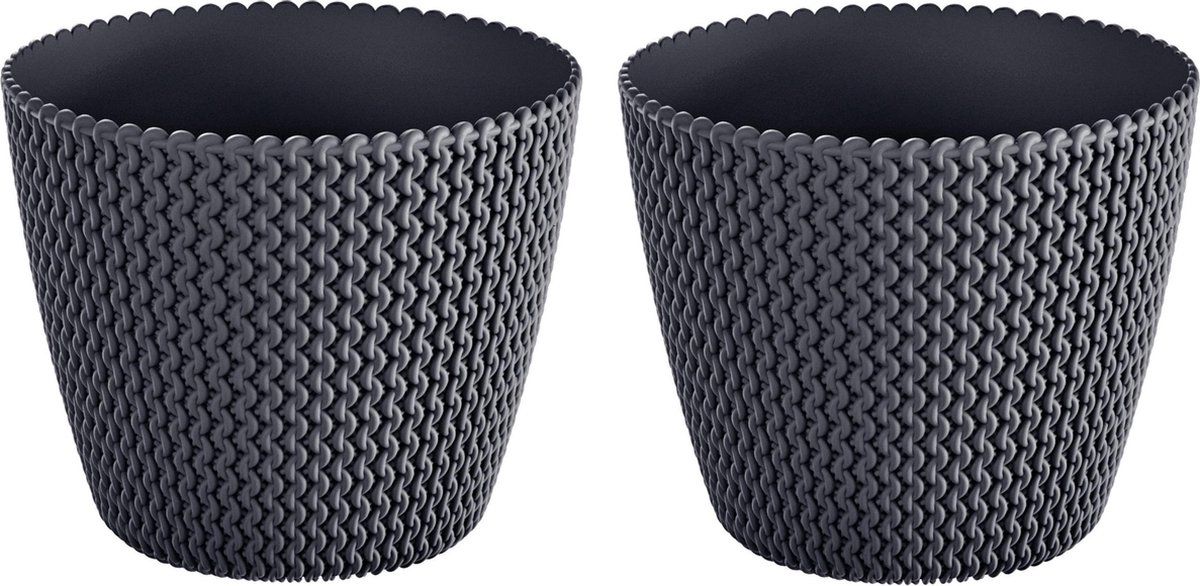 Prosperplast Splofy bloempotten - 30 cm - Antraciet - Set van 2