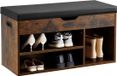 Vevor Schoenenrekbank (805 x 305 x 445 MM), Halbank met Opbergruimte en Kussen, Schoenenrek met 3 Compartimenten, Zwart