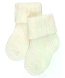 FALKE Flausch eenkleurig wol katoen sokken baby wit - maat 62-68