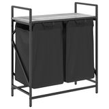 vidaXL Wasmand 2 vakken met plank grijs sonoma eiken
