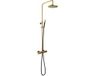 Hotbath Cobber X - Stortdoucheset - 200 mm Hoofddouche - 360 mm Hartafstand - Glijstang - Staafmodel Handdouche - Geborsteld Messing PVD - Opbouw - 1/2 Inch Aansluiting