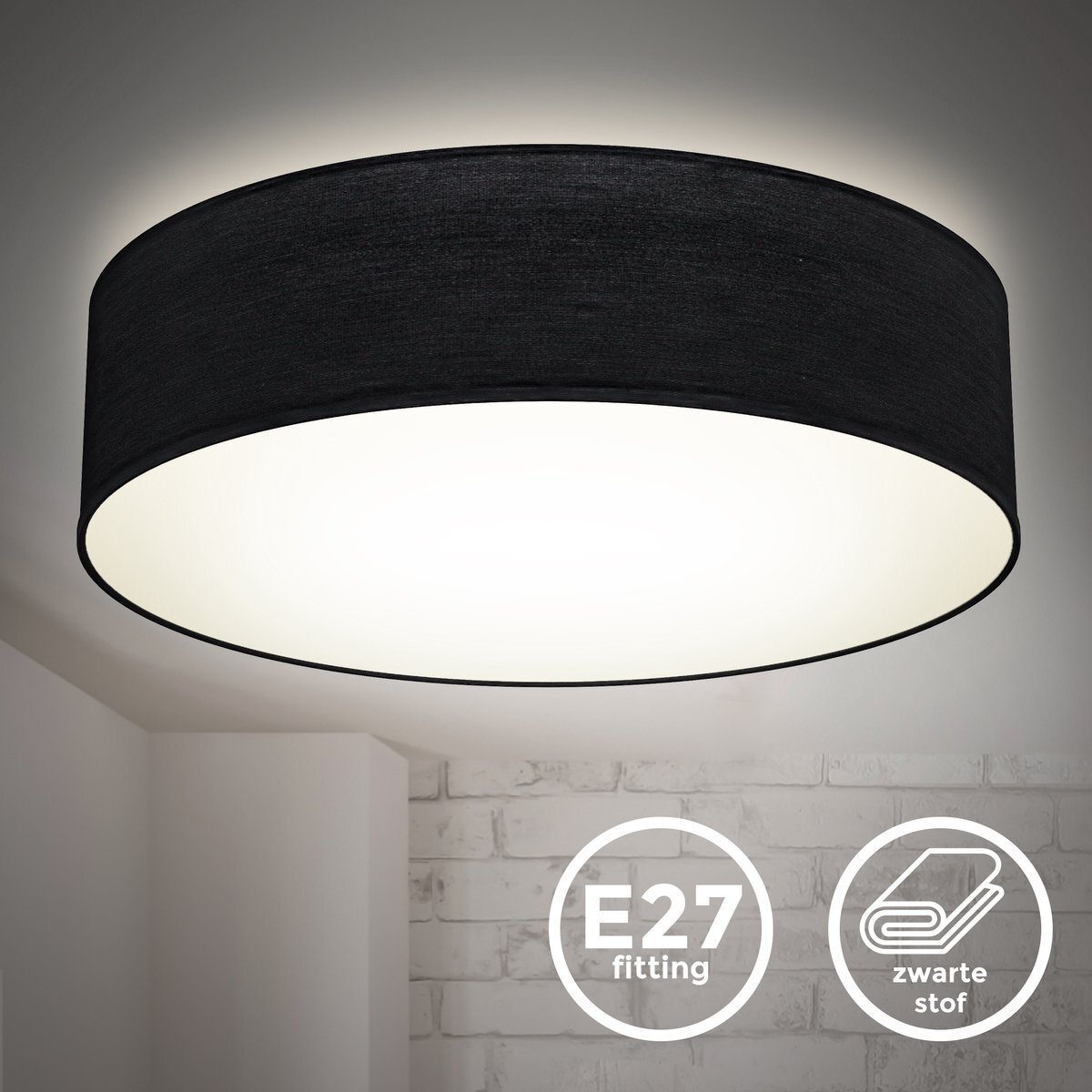 B.K.Licht - Decoratieve Plafondlamp - Ø38cm - modern - voor binnen - zwart - met E27 fitting - excl. lichtbronnen