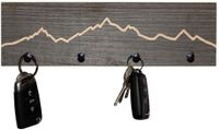 Bol Porte-clés bois vieilli avec contour de montagne - décoration murale pour amateurs de montagne - 30 cm