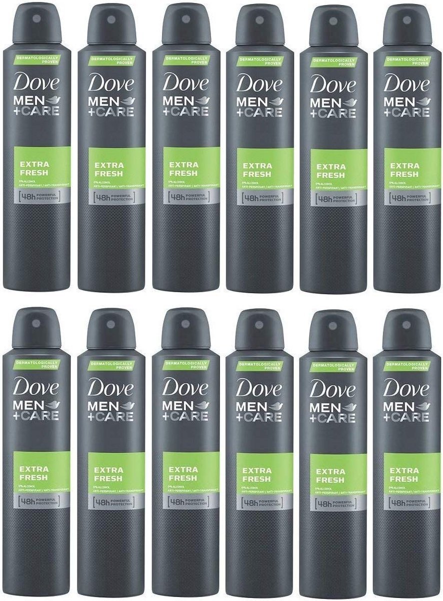 Dove Men+Care Dove Extra Fresh Deo Spray - 12 x 150 ml - Voordeelverpakking