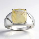 Cavill - Zilveren ring 925 sterling zilver gerhodineerd - Oregon zonnesteen 4,3 ct kussenslijping antiek schaakbord - Luxe damesring met zirkonia