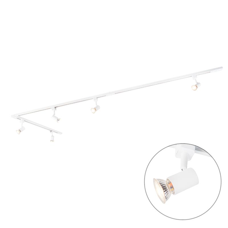 QAZQA Jeany - Railsysteem - 5 spots - 200 cm - Wit